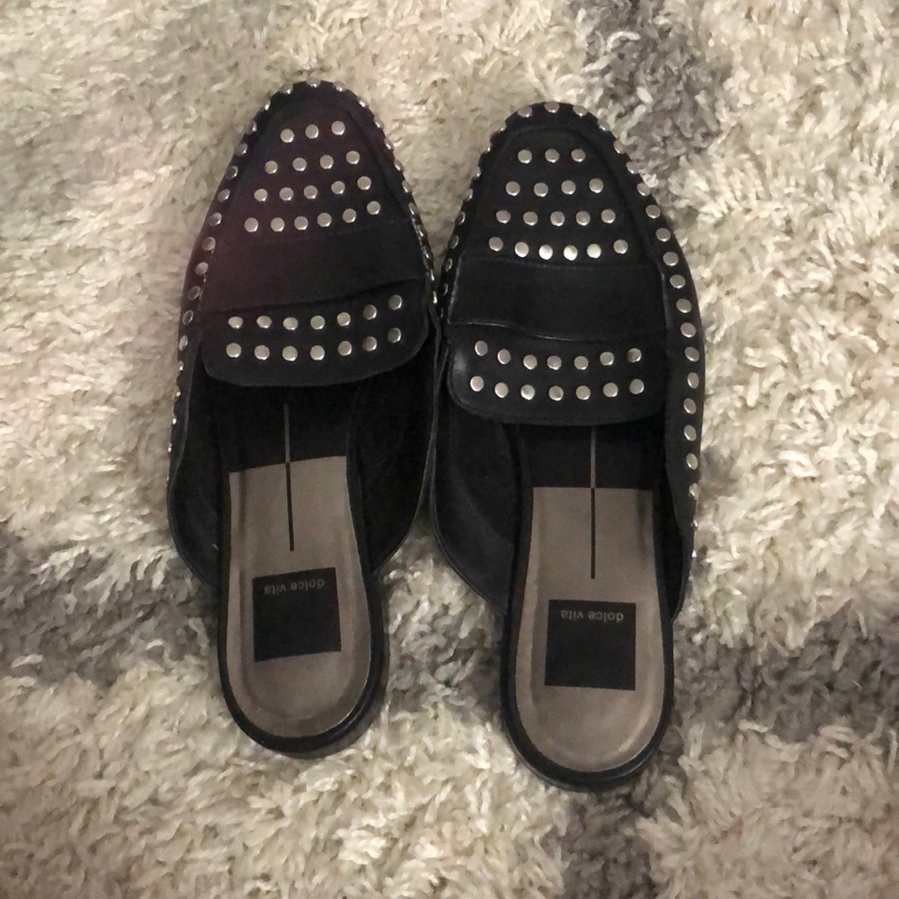 Dolce Vita black leather studded mules 7 1/2